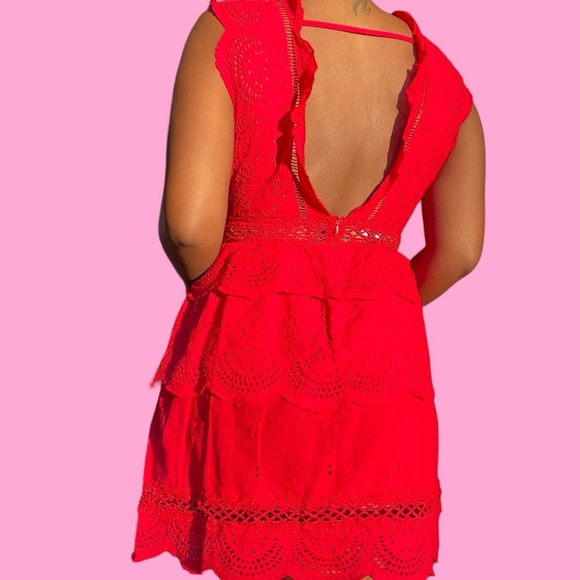 Red Ruffle Summer Dress - Picture 4 of 4